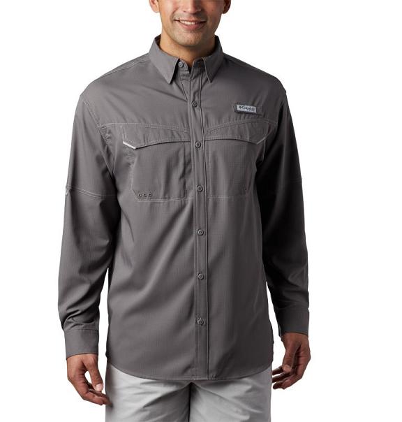 Columbia PFG Low Drag Offshore Shirts Grey For Men's NZ58107 New Zealand